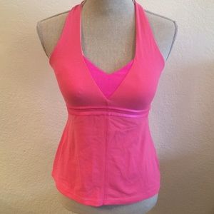 Lululemon bright pink workout tank top size 8